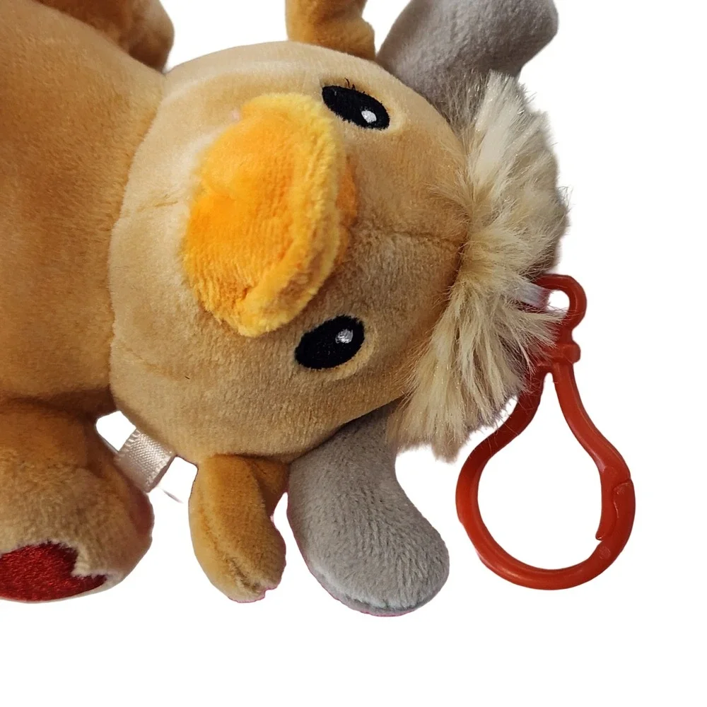 Way to Celebrate Highland Cow Duck Plush Backpack Clip Yellow Heart 4 Inch NWT
